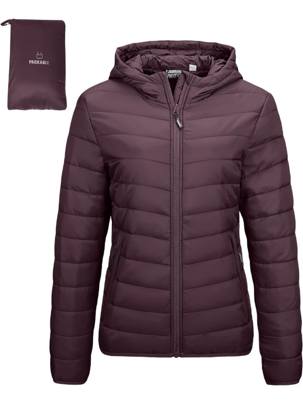 Lightweight Packable Full-Zip Puffer Jacket with Hood | Quilted Winter Coat for